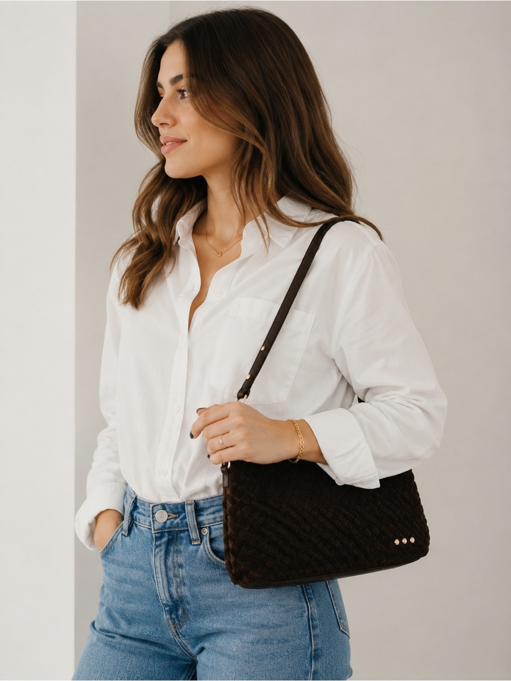 Pretty Simple Suede Harper Hobo Woven Shoulder Bag Slouchy Crossbody Handbag